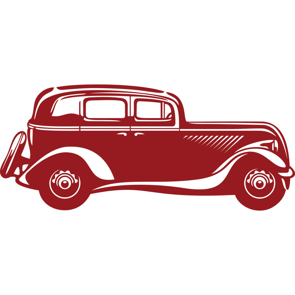 Retro Car, Eski Araba Sticker 1 - 120cm x 50cm. 